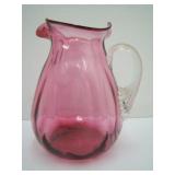 Cranberry Glass Pitcher Hand Blown
