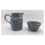 Blue Sponge Ware Roseville Ohio Pottery: Pitcher