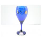 Blue Sun Moon and Stars Wine Glass