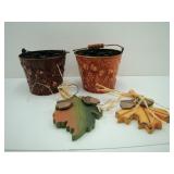 Metal Oak Leaf Pails and Wooden Oak Leaves Acorns