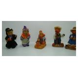 Halloween Bear Scarecrow and Pumpkin Figurines