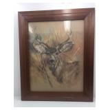 Framed Deer Print K Maroon