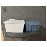 White Sterilite 25 Quart ID Box and a Pacific