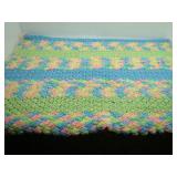 Crochet Baby Blanket  Afghan Green Blue Pink