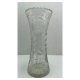 Rose Clear Cut Glass 10 Inches Tall Vase