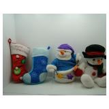 Christmas Plush 2 Snowmen and 2 Stuffed Stockings