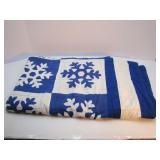 Snowflake Block Quilt Blue and White