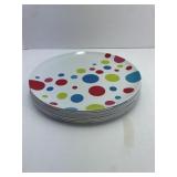 9 Polka Dot Plastic Dinner Plates 11"