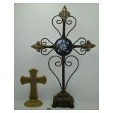 Two Crosses one Metal Stands 23 inches Tall