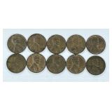 10 Wheat Pennies (2) 1951 D, (2) 1952 D