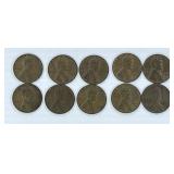 10 Wheat Pennies (2) 1951 D, (2) 1952 D