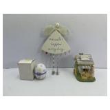 Easter: Avon Earrings, House Figurine