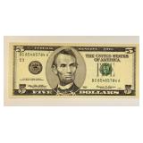 1999 Series 5 Dollar Federal Reserve Note Abraham