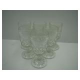 Set of 6 Pressed Glass Goblets/Wine Glasses