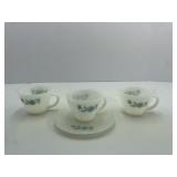 Anchor Hocking Fire King Blue Floral Teacups and