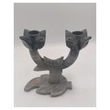 Tulip Gray Onyx/Alabaster Twin Candlestick Holder