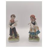 Norleans Bisque Porcelain Figurines: Farmboy and