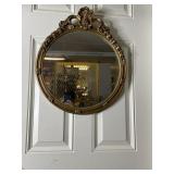 Round Hanging Mirror with Gold Trim 20x24"