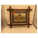 Decorative Wood Frame Boys Playing with Toy Boat