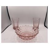 Pink Depression Glass: Drinking Glasses and Bowl
