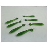 Green Glass Icicle Crystal Pendants