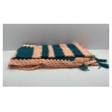 Crochet Afghan Blanket Peach and Green Color