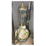 Brass Chandelier with Glass Bead Fringe and Floral
