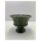 Haeger for FTD Pedestal Planter Olive Green Ribbed