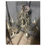 Vintage Pineapple Chandelier with Glass Pendants
