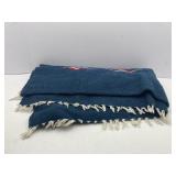 Woven Blanket Blue Red and White