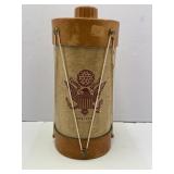 Leather-Bound Liquor Decanter Military Style Drum