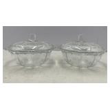 Two Clear Glass Candy Dishes with Lids Beaded