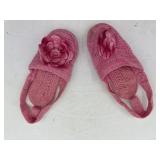 Hand Crochet Pink Slippers Heel to Toe 7'