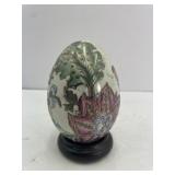 Chinese Porcelain Decorative Egg with Stand
