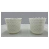 Hobnail Milk Glass Planters