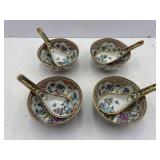 Japanese Porcelain Rice Bowls and Spoons