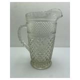 Diamond Cut Clear Glass Pitcher