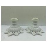 Pair of Milk Glass Candle Stick Holders