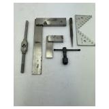Miscellaneous Lot of Tools: Squares Wrenches Punch