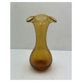 Amber Crackle Glass Vase