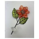 Orange Glass and Green Metal Floral Hook