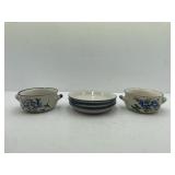 Chi Kiang Stoneware Soup Bowls and Saucers