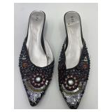 M.P.S. Black Slip-On Kitten Heels Size 11