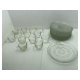 Set of 14 Snack Plates with 14 Glass Cups