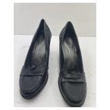 George Black Heeled Penny Loafer Pumps Size 7