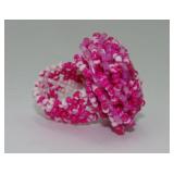 Glass Bead Pink and White Ring