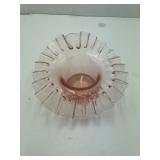 Pink Depression Glass Bowl with Ruffled Edge