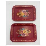 Small Painted Floral Metal Trays
