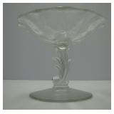 Etched Glass Pedestal Compote Candy Dish