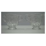 Etched Glass Cream and Sugar Bowl Set